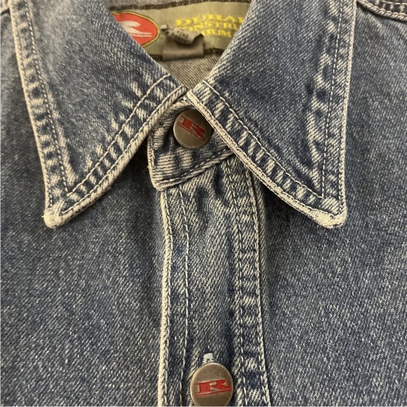 RESULTS Vintage 90’s Thick Distressed Denim Shirt Jacket Size M - Picture 7 of 7